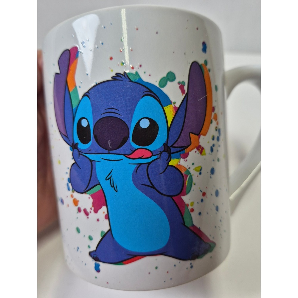 Disney Stitch Weird But Awesome 14oz Ceramic Mug Silver Buffalo Splatter Paint
